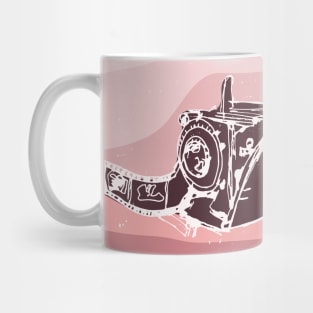 Old camera sketch in pink background Mug